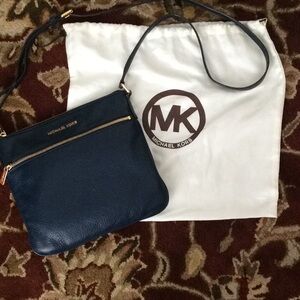 Michael Kors Navy Leather Crossbody
